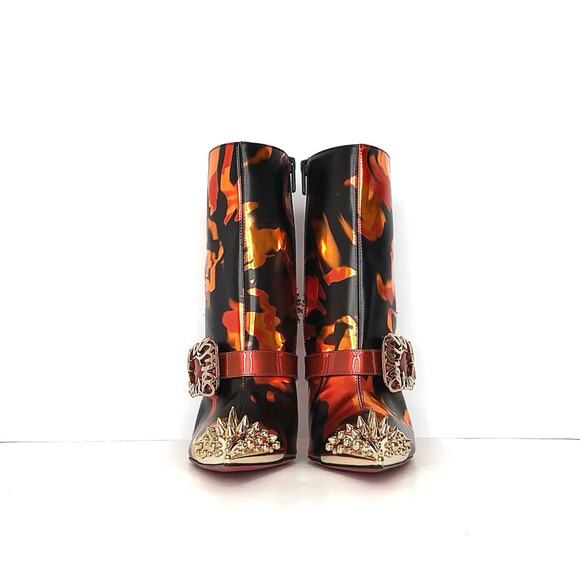 Christian Louboutin Womenphis 100 Spike Logo Buckle Stiletto Heeled Boots 40 - Picture 5 of 9